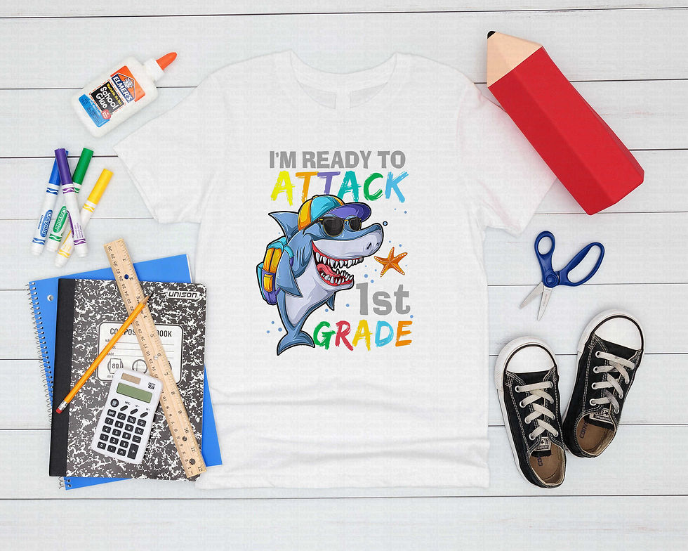 Thumbnail: I'm Ready To Attack First Grade #1 Boys Or Girls Shark School Shirt