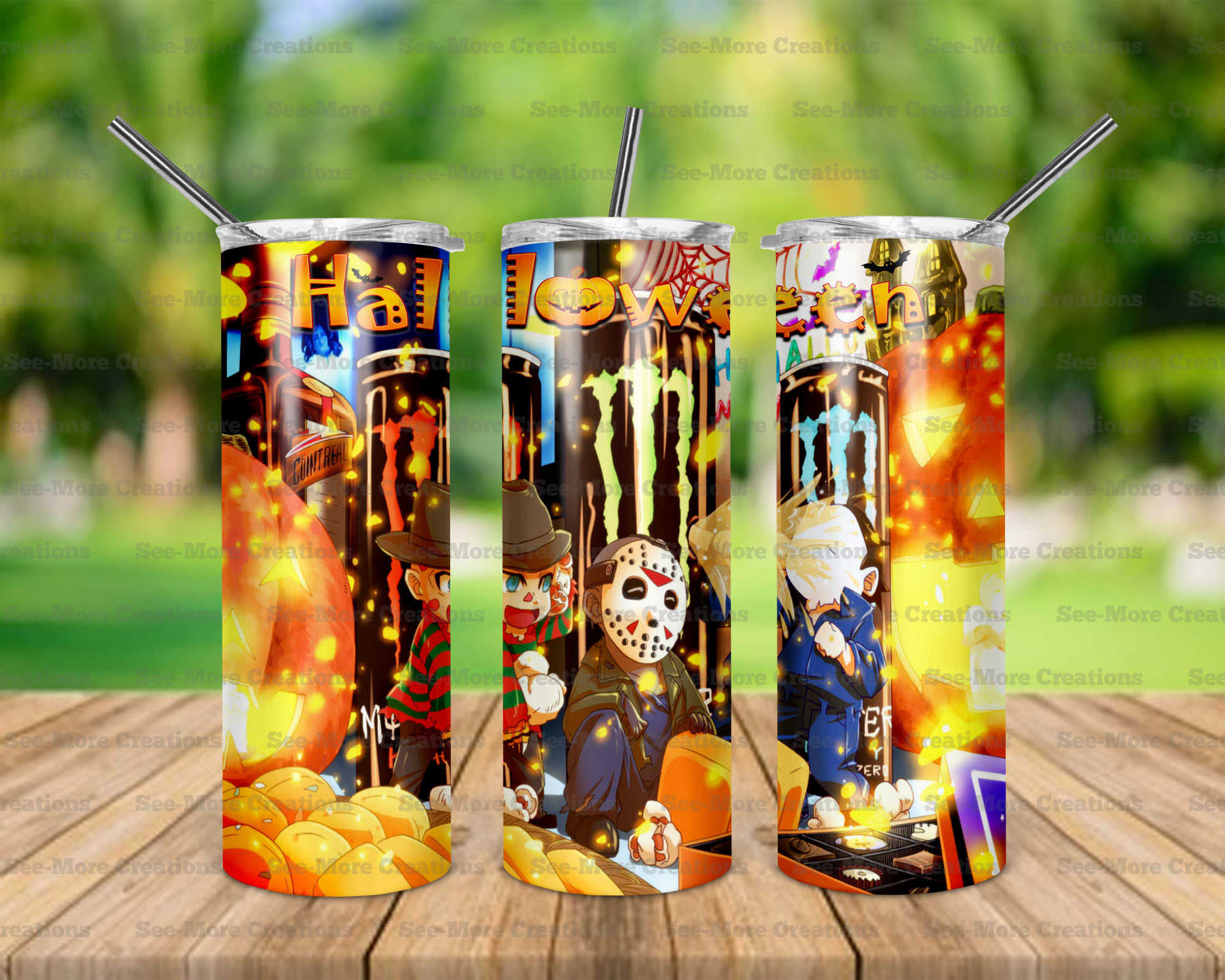 Horror Movie Characters #21 Michael, Jason, Freddy, Skinny & Kids Tumblers