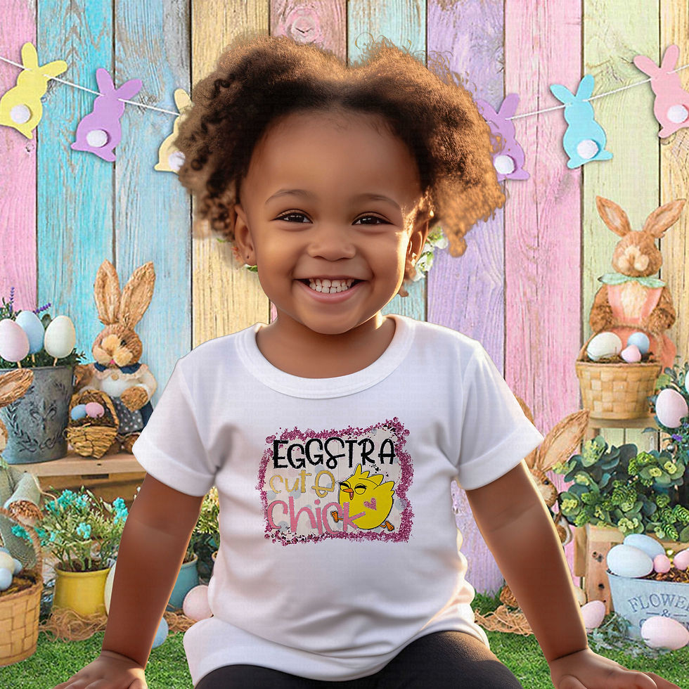 Thumbnail: Eggstra Cute Chick #1 Glitter Print Girls Easter Toddler & Youth Shirt