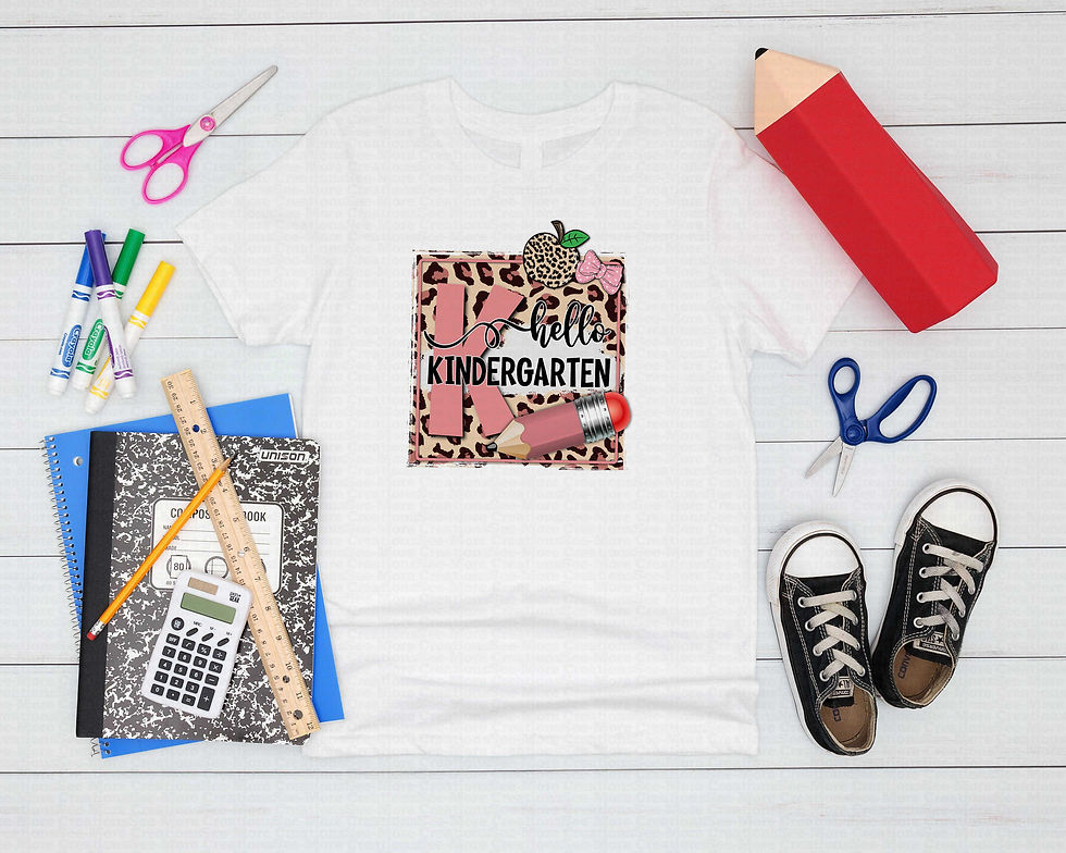 Thumbnail: Hello Kindergarten #13 Girls Leopard Print School Shirt