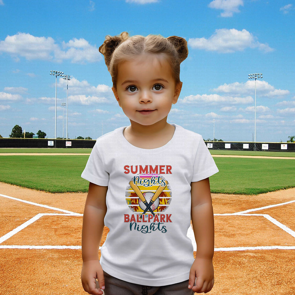 Miniatyrbild: Summer Nights Ballpark Nights #3 Boys Or Girls Baseball Shirt