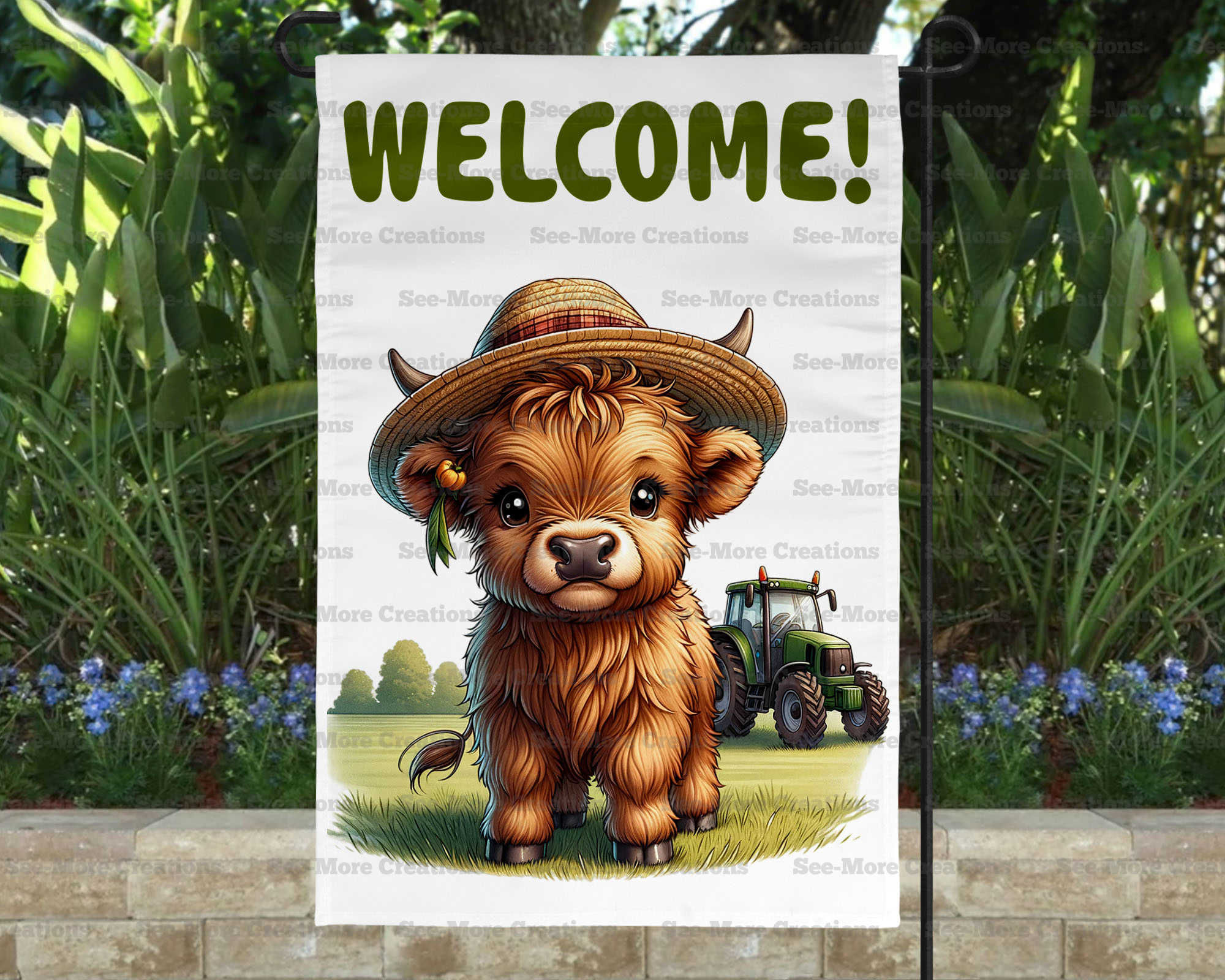 Baby Highland Cow #6 Welcome Garden Flag