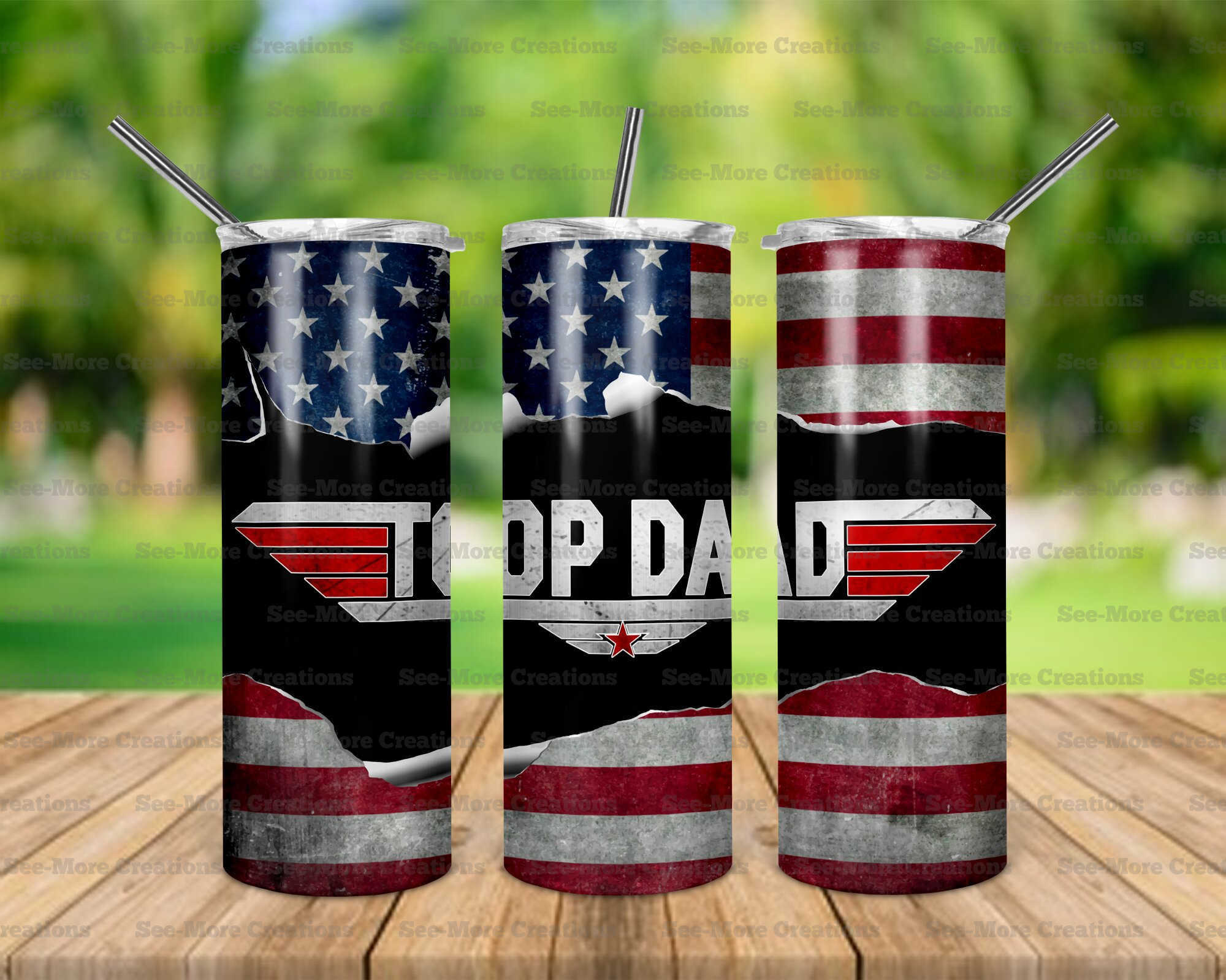 Top Dad #2 American Flag Skinny Tumbler