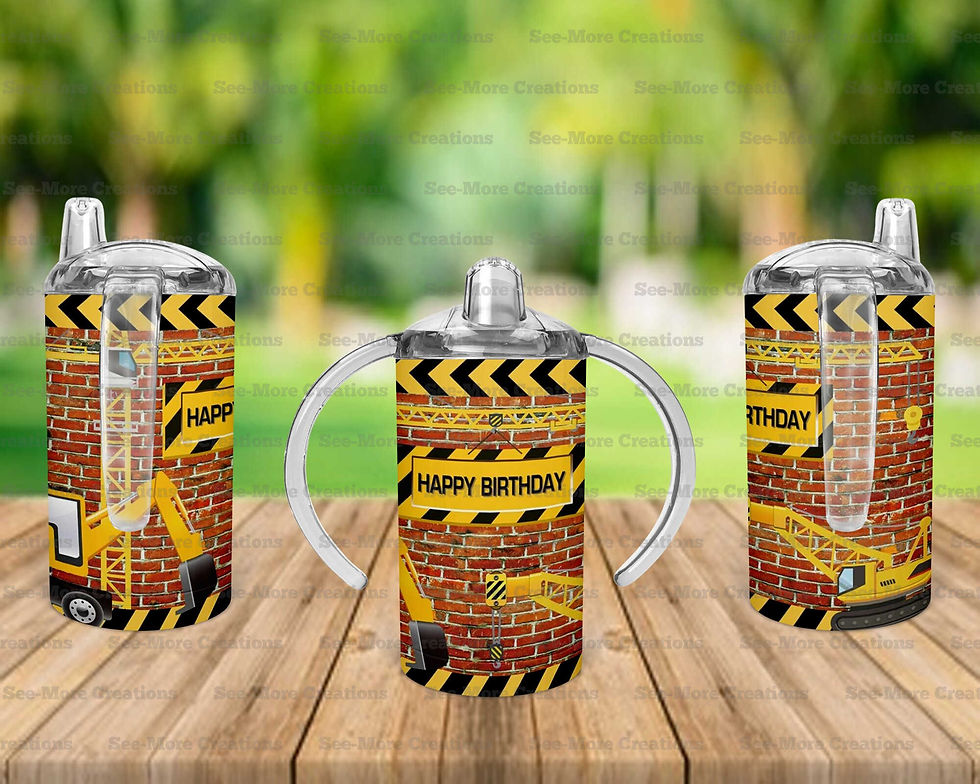 Thumbnail: Constuction Happy Birthday #1 Skinny, Sippy & Kids Tumblers