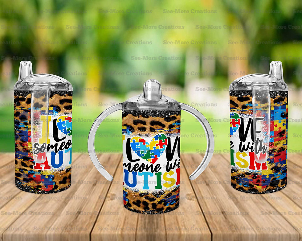 Thumbnail: I Love Someone With Autism #3 Leopard Print Skinny, Sippy & Kids Tumblers