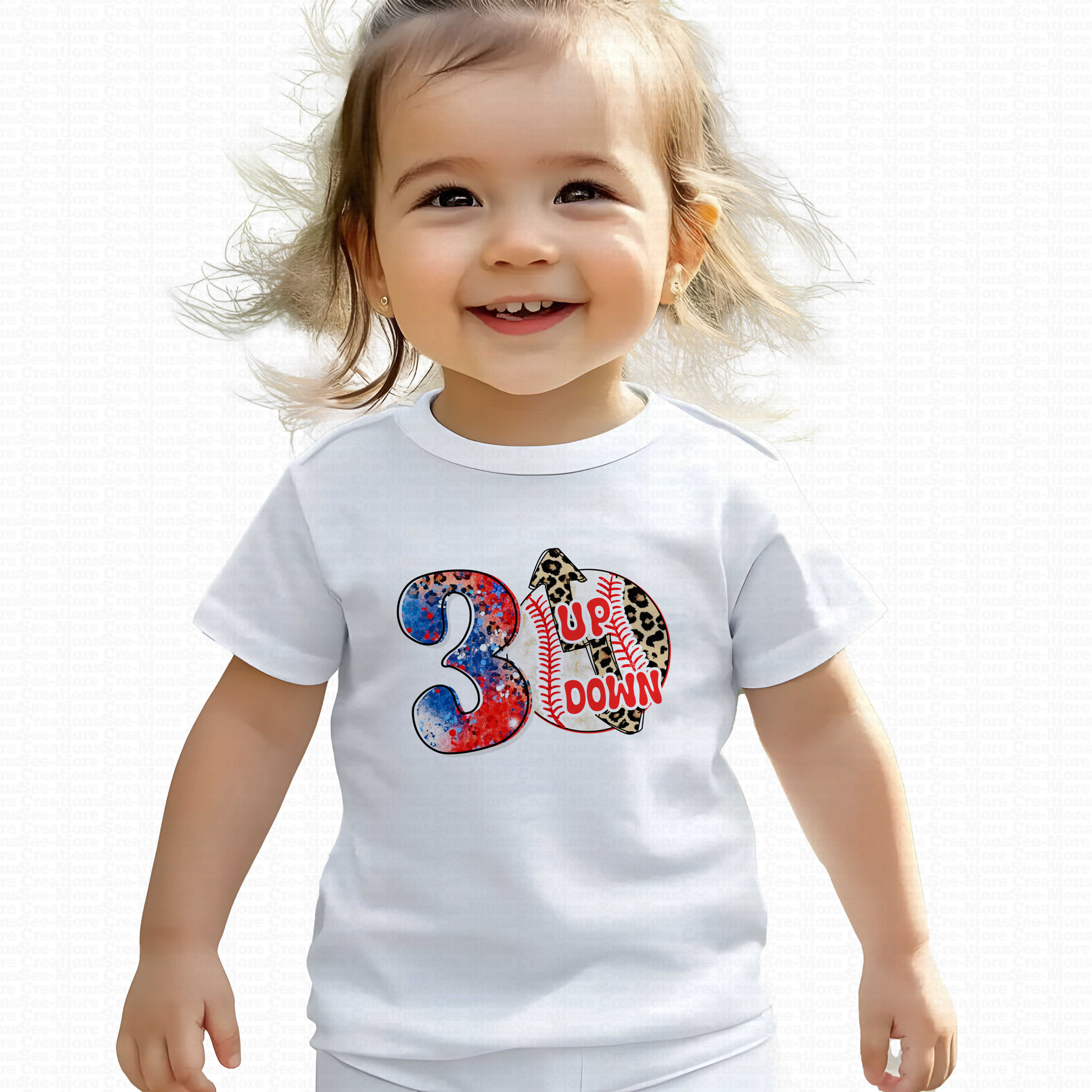 3 UP 3 Down #2 Girls Baseball Shirt