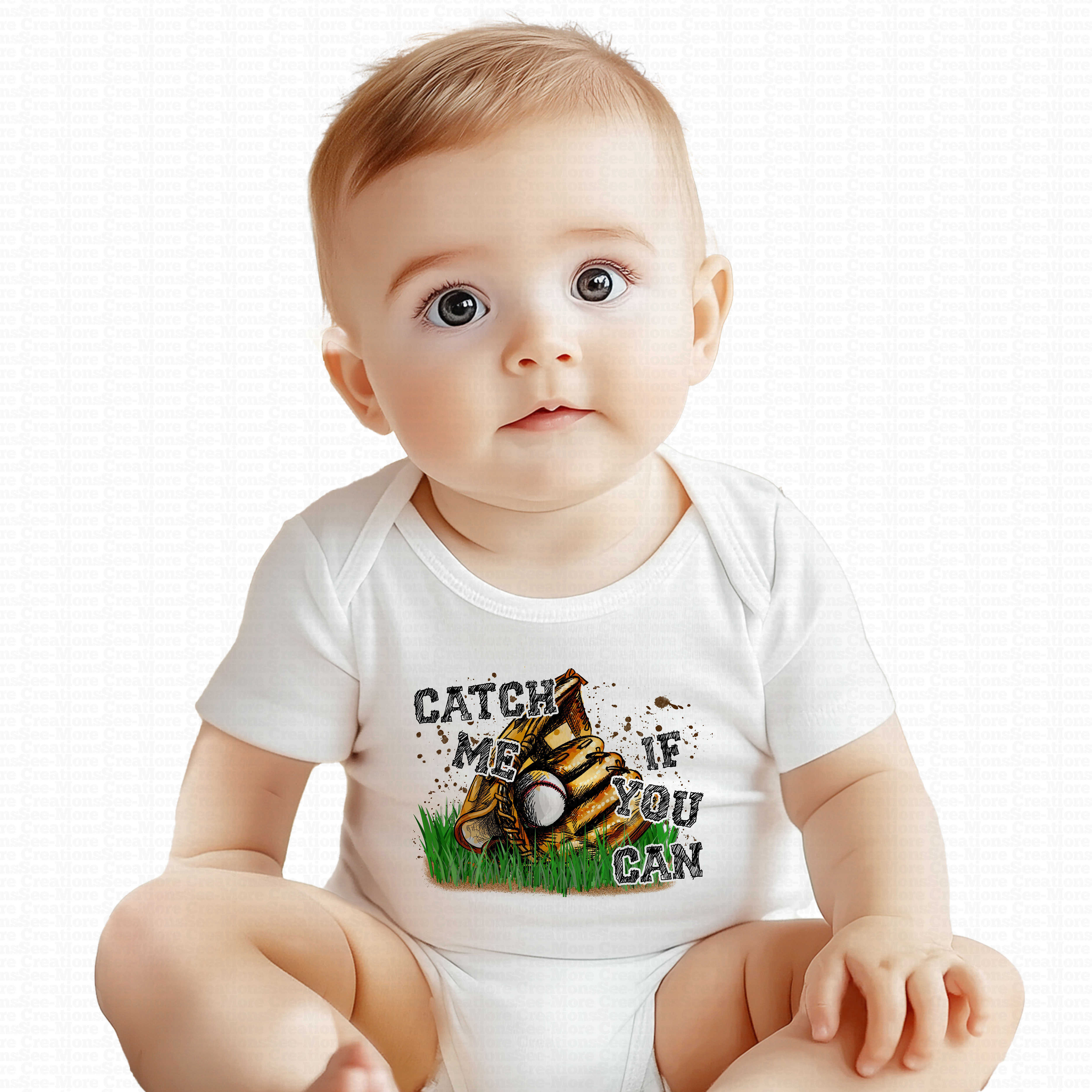 Catch Me If You Can #1 Boys or Girls Baseball Bodysuit