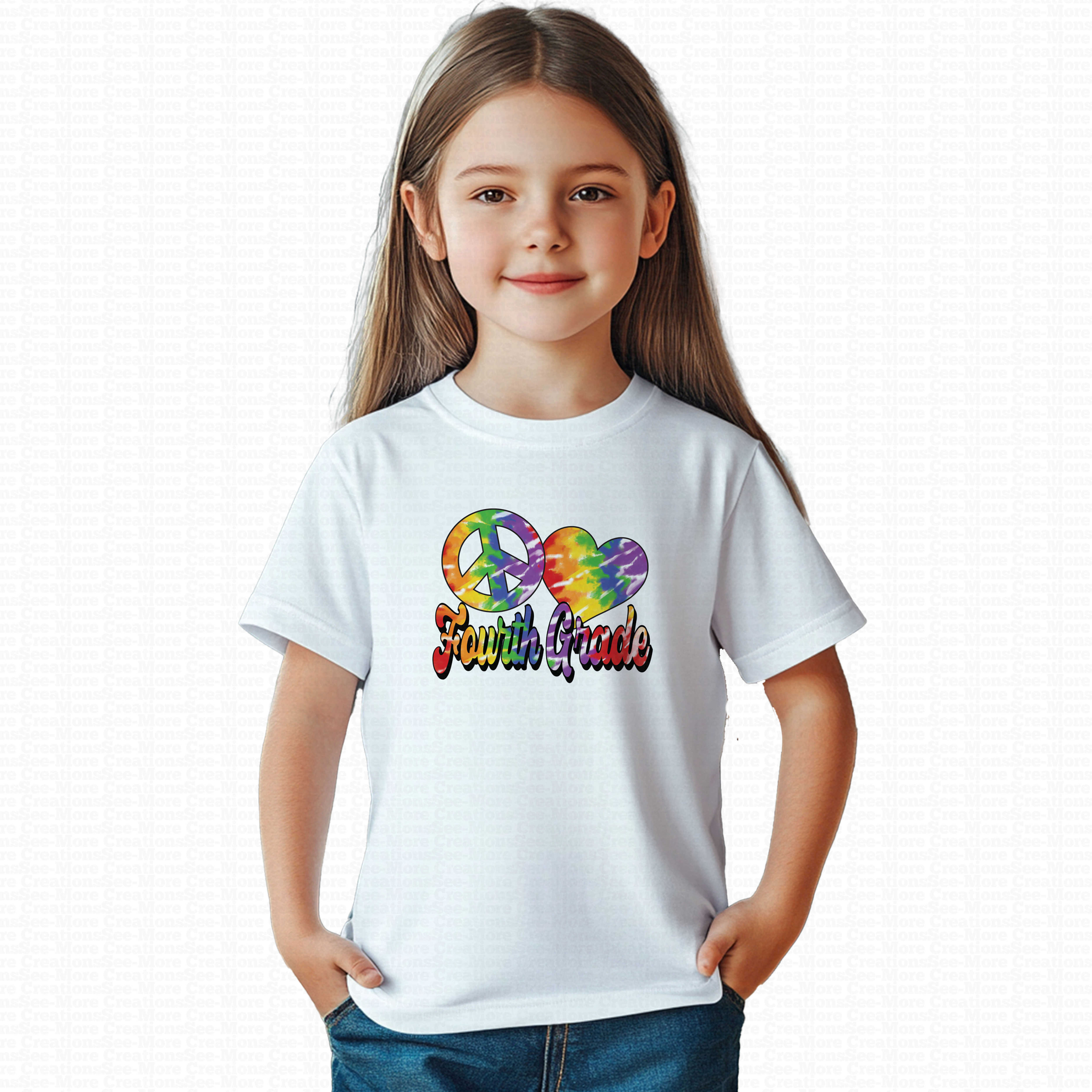 Peace Love Fourth Grade #1 Boys Or Girls Tie Dye School Shirt