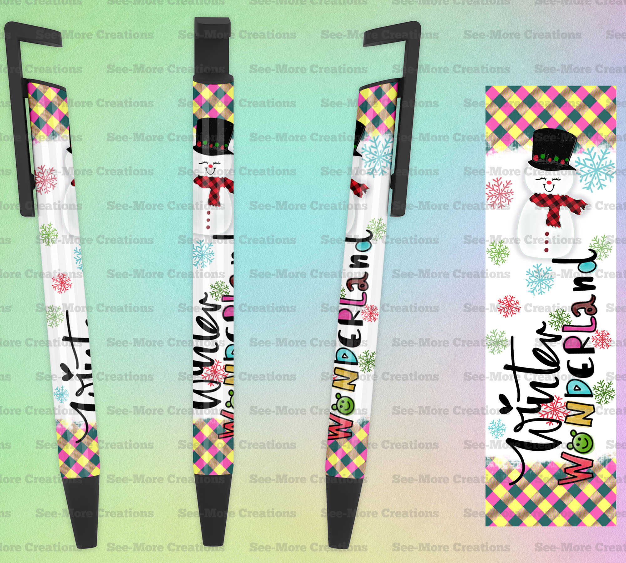 Winter Wonderland #148 Snowman Colorful Snowflakes Pen