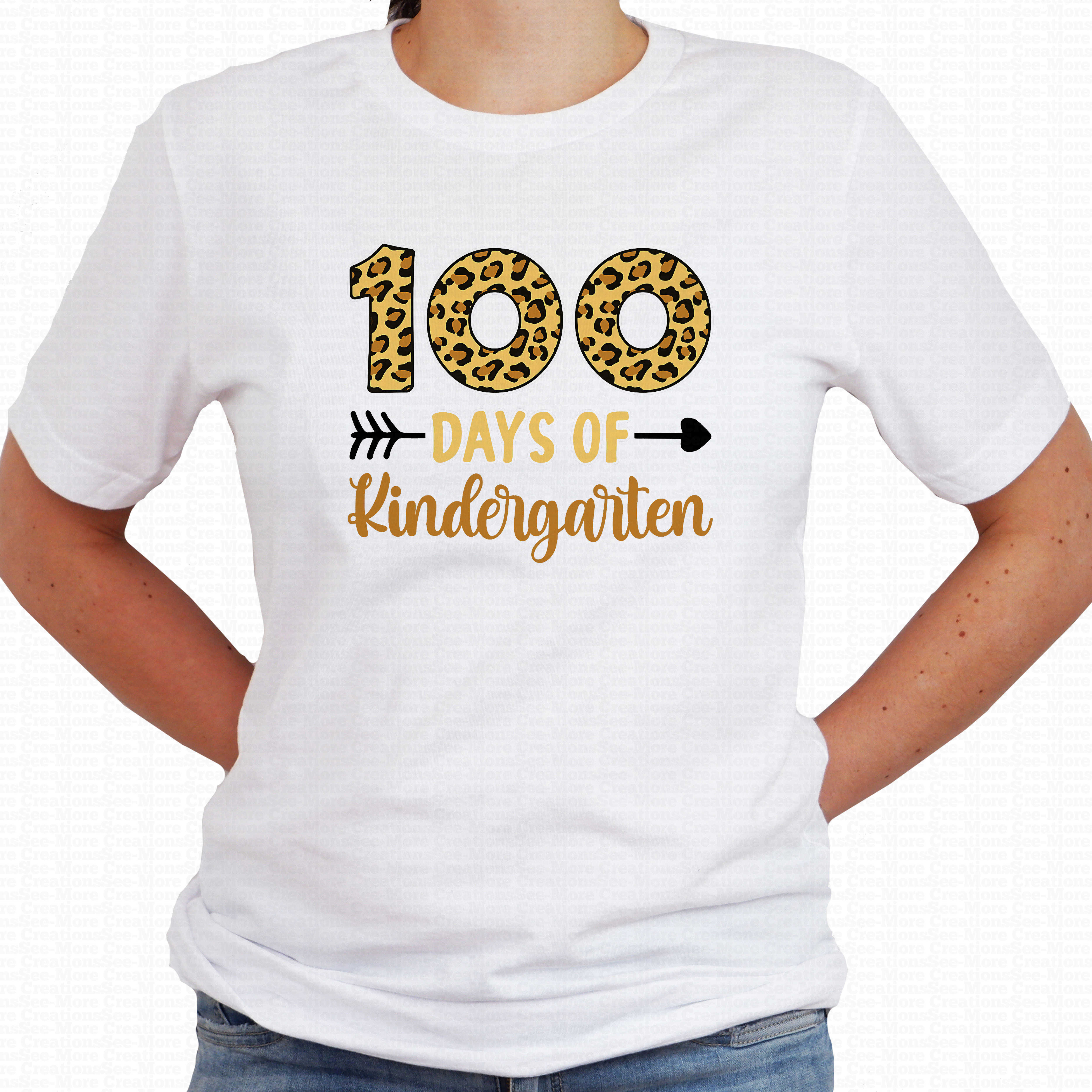 100 Days Of Kindergarten #4 Leopard Print School Teacher Shirt