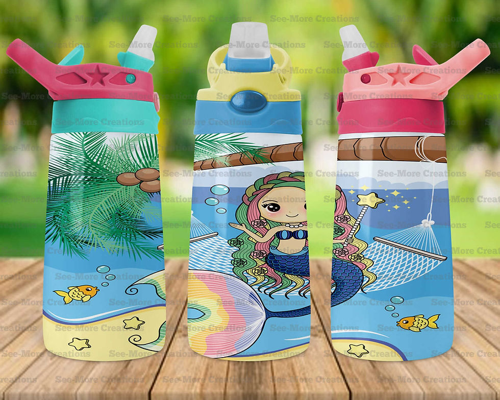 Thumbnail: Mermaid On Hammock #3 Sippy & Kids Tumblers