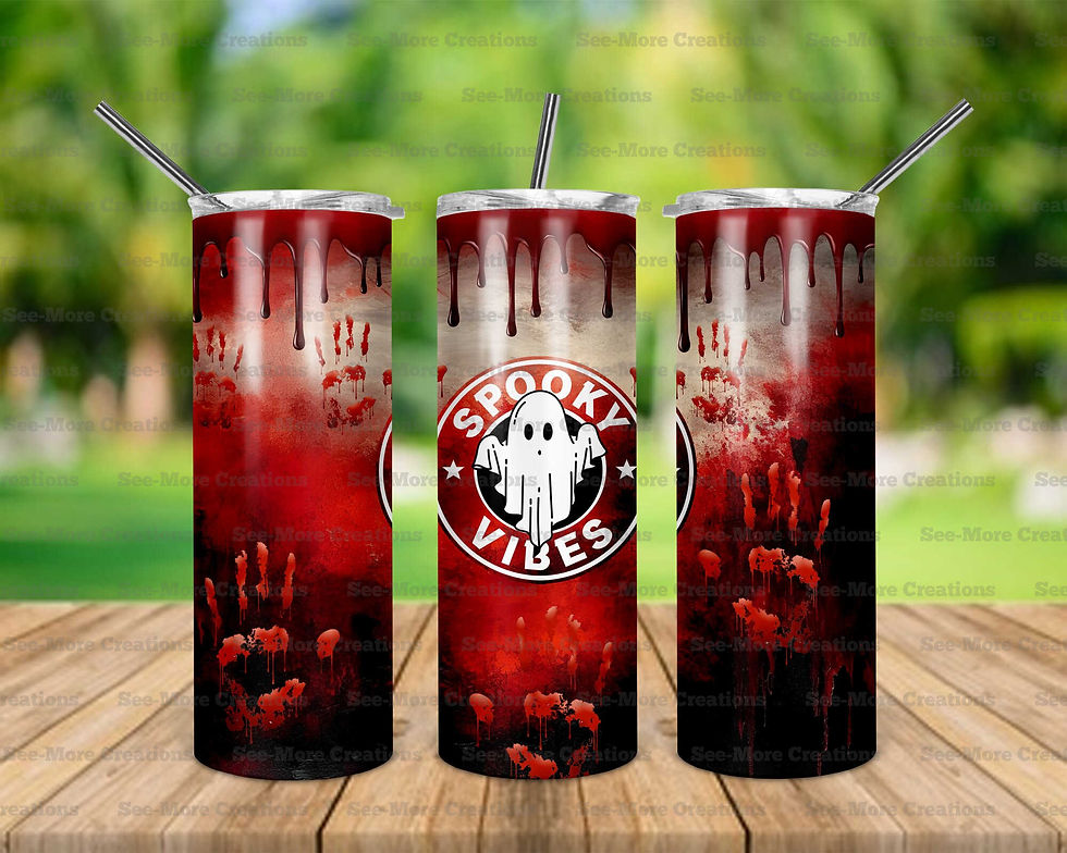 Spooky Vibes #1 Bloody Handprints Skinny Tumbler