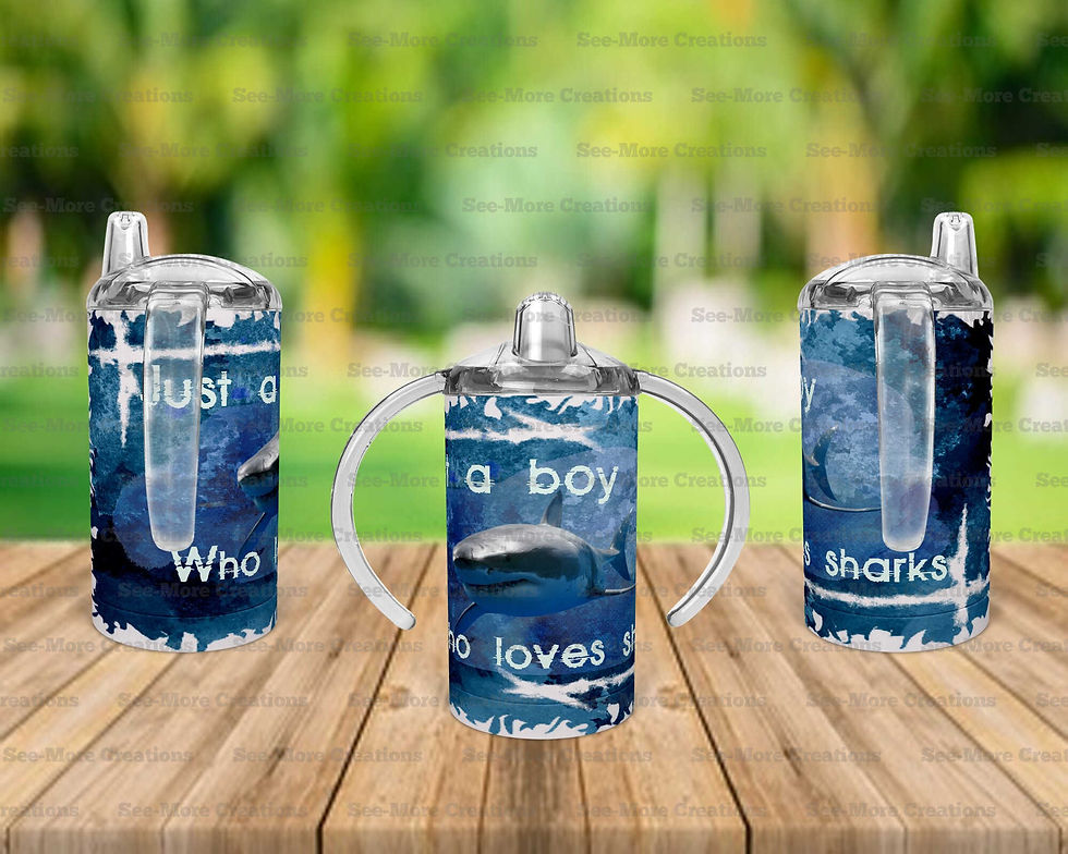 Miniature : Just A Boy Who Loves Sharks #1 Skinny, Sippy & Kids Tumblers