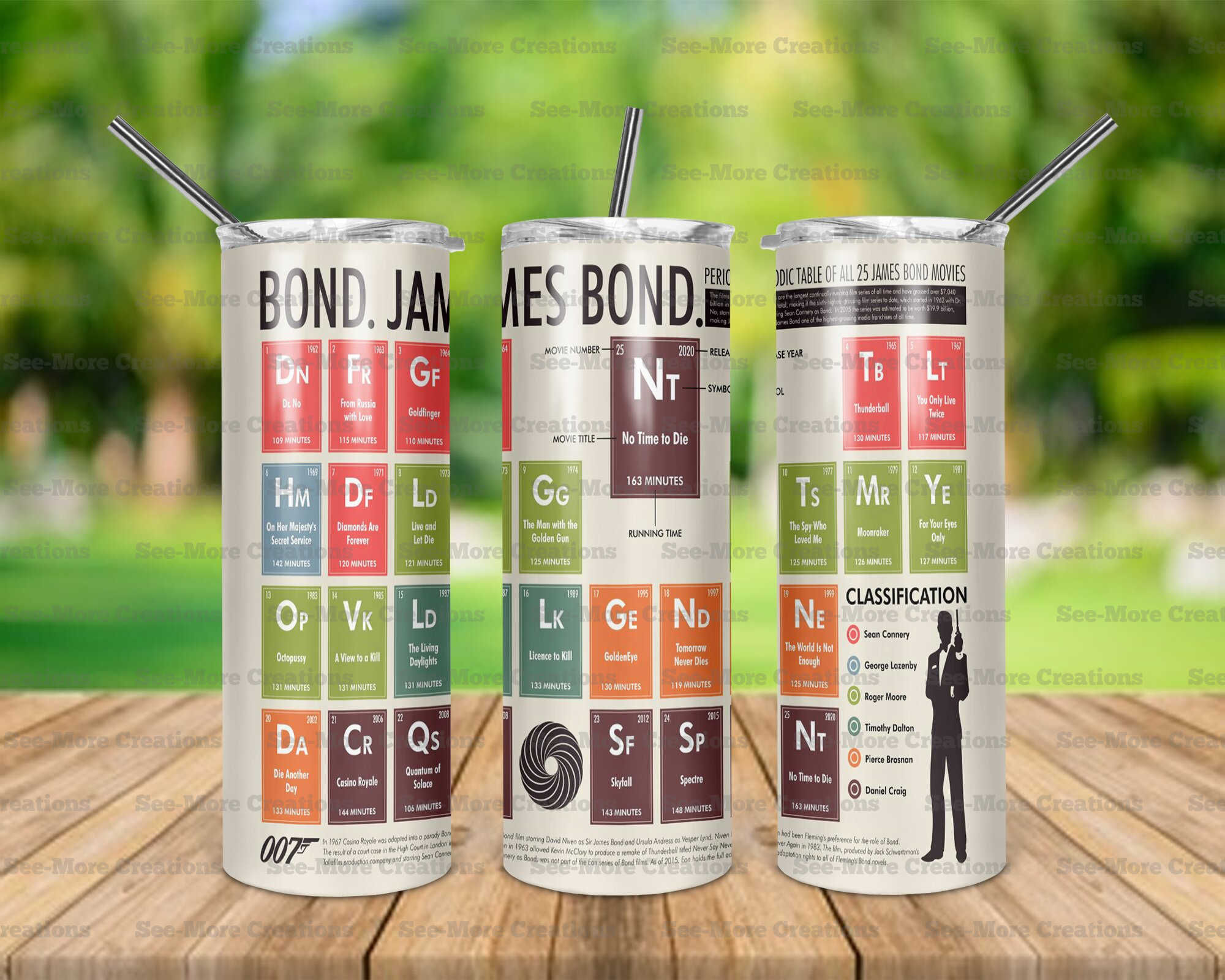 Bond James Bond #1 Periotic Table Skinny Tumbler