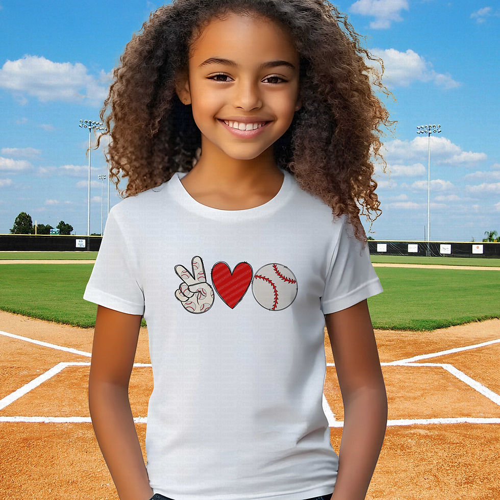 Miniatyrbild: Peace Love Baseball #1 Boys Or Girls Baseball Shirt