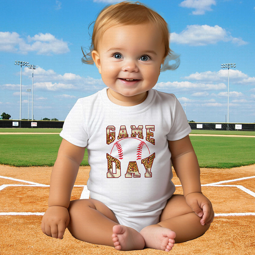 Thumbnail: Game Day #4 Girls Baseball Leopard Print Bodysuit