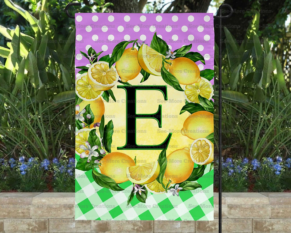 Miniature : Lemon Monogram With Letter Of Last Name Garden Flag A-M