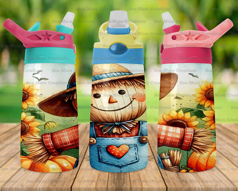 Thumbnail: Fall Scarecrow #2 Sunflowers Skinny & Kids Tumblers