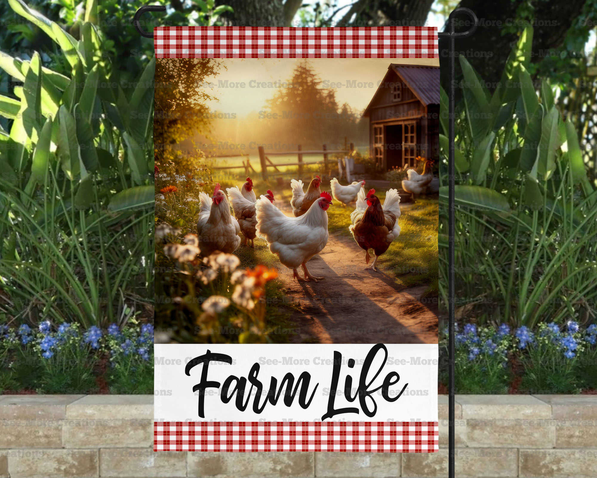 Farm Life #3 Chickens Garden Flag