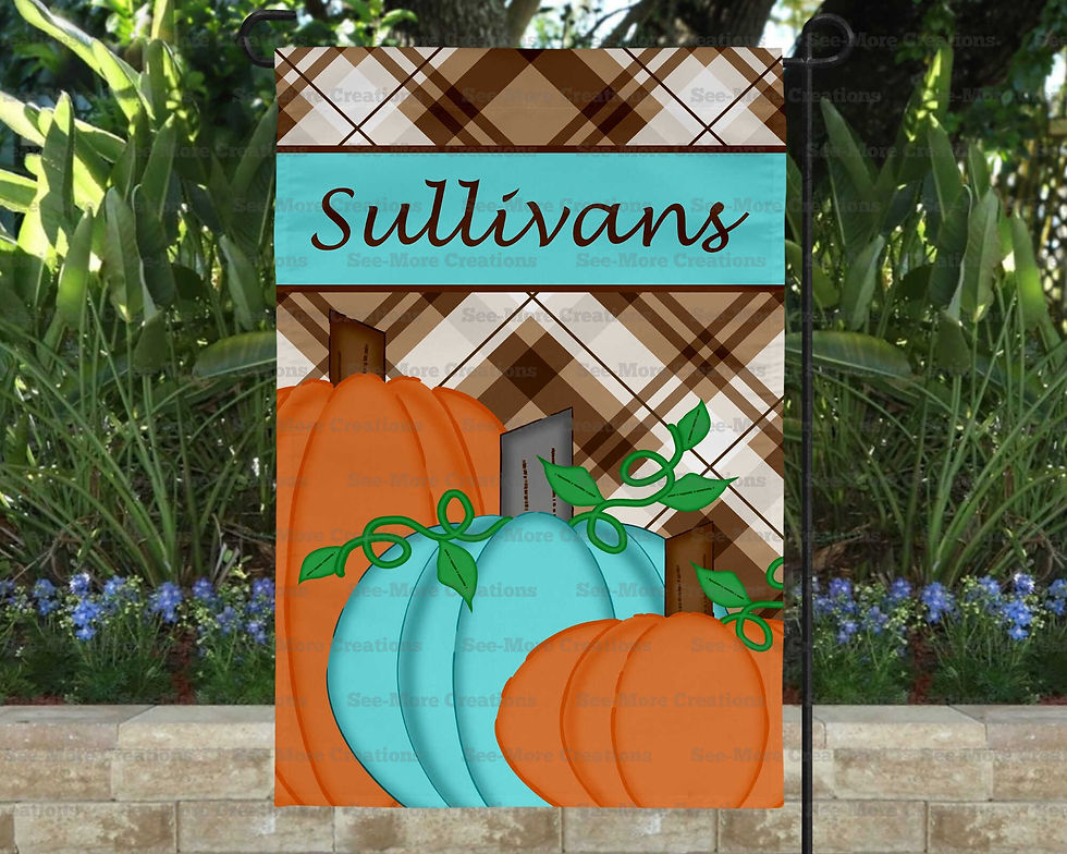 Fall Pumpkins #1 Garden Flag Personalized With Last Name