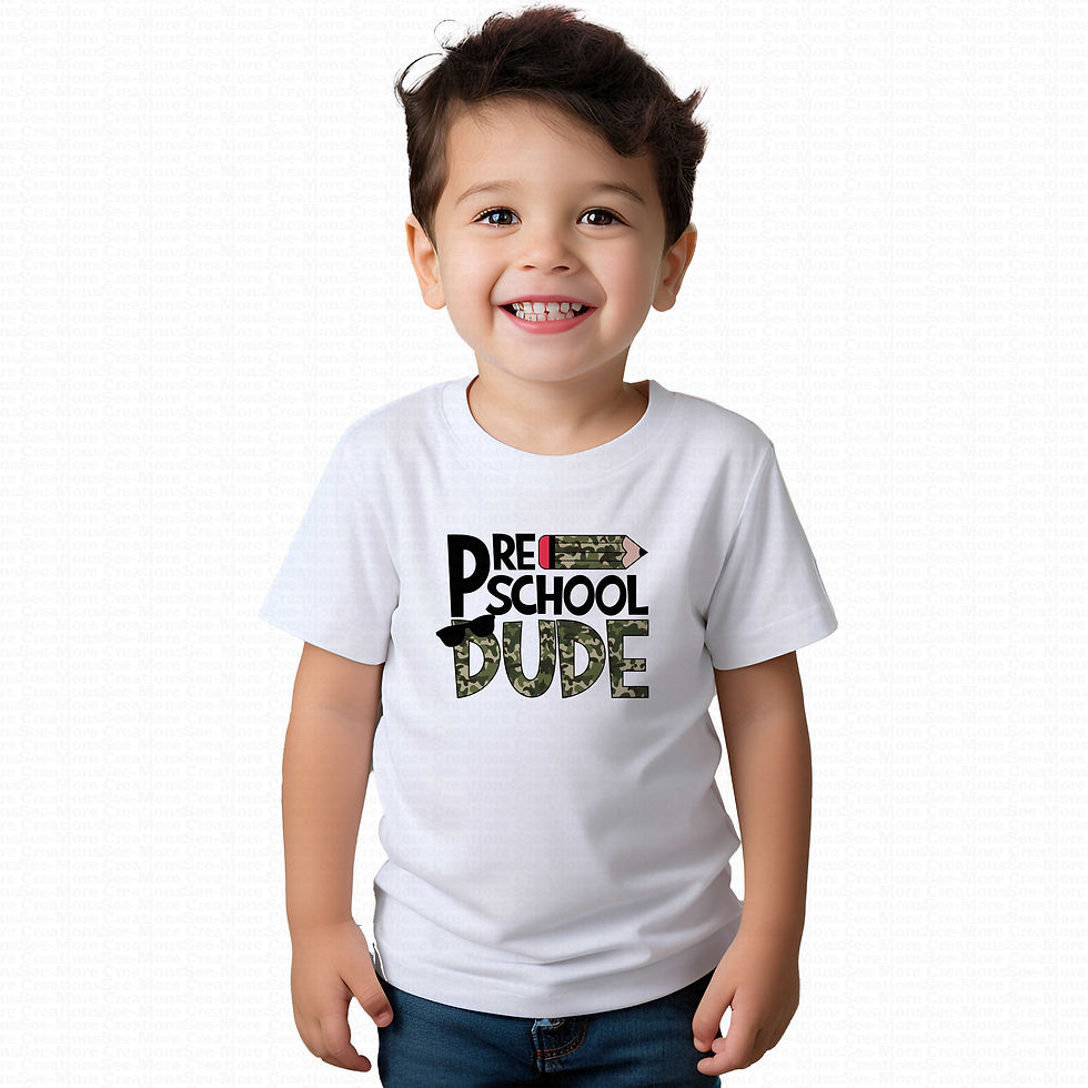 Pre-School Dude #1 Boys Camo Pencil School Shirt