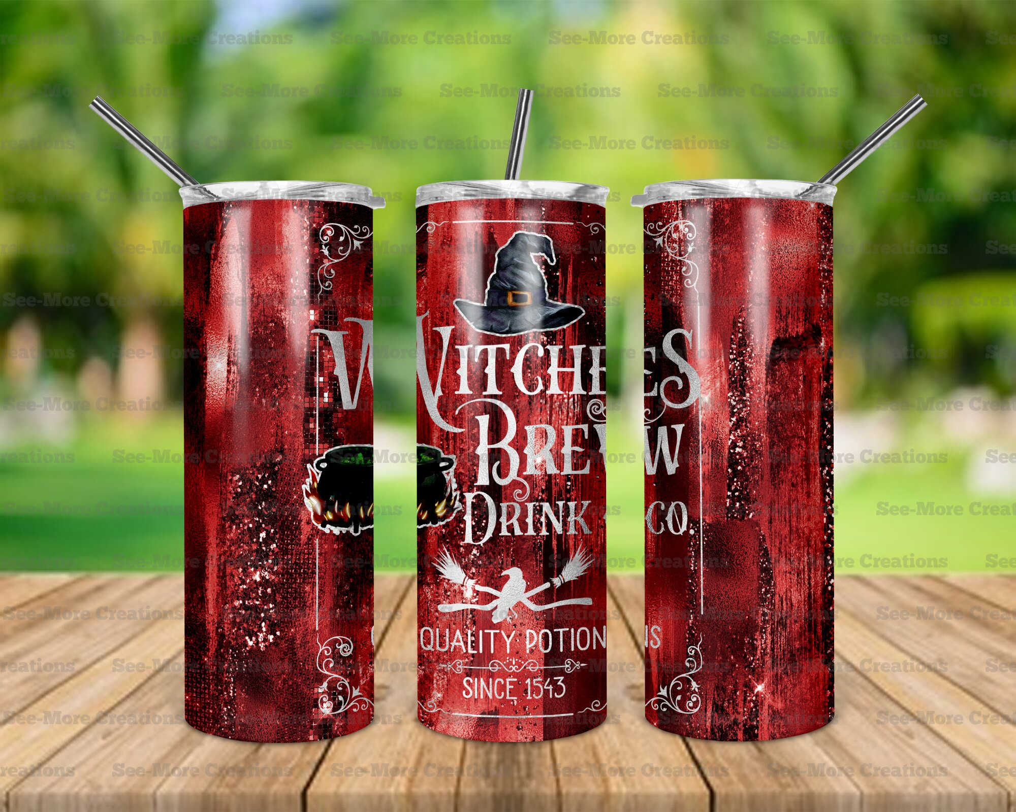 Witch's Brew #5 Glitter Print Skinny Tumbler