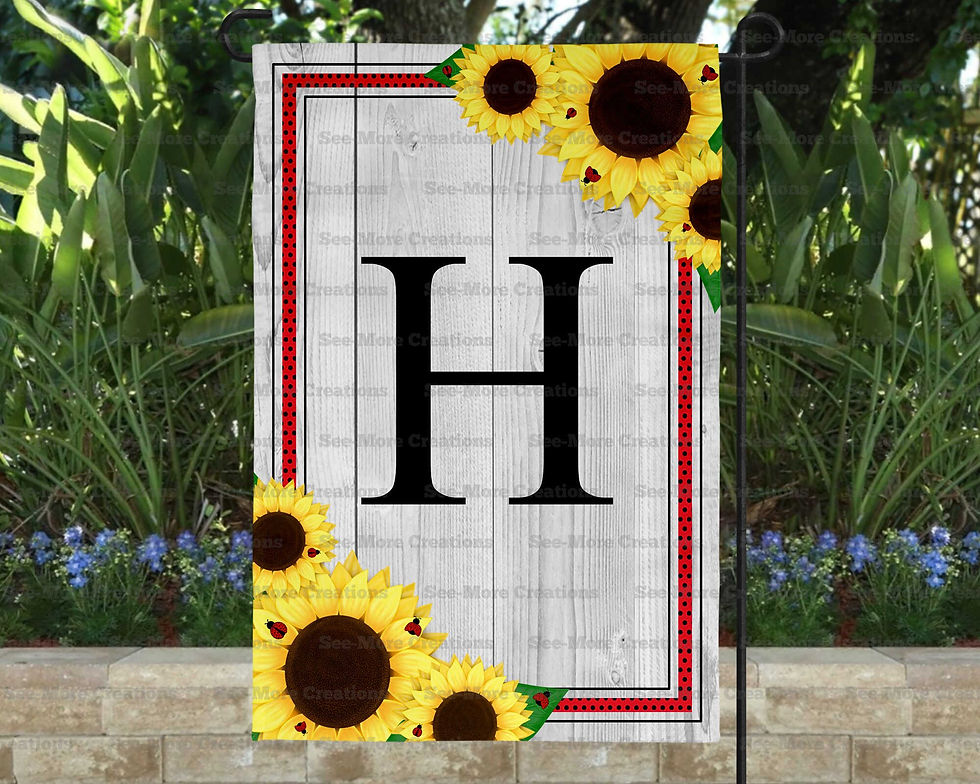 Thumbnail: Sunflower & Ladybug Monogram Garden Flag A-M