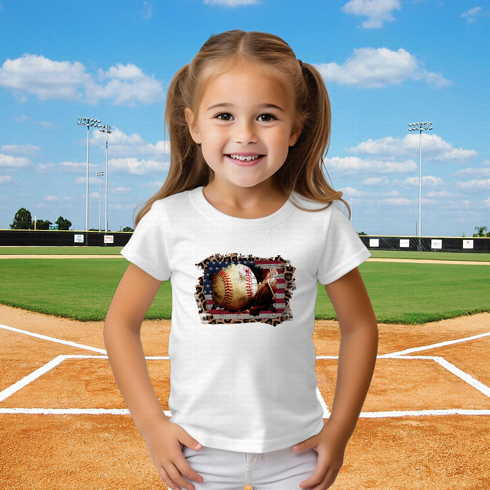 Thumbnail: Baseball Art #1 Boys Or Girls American Flag Baseball Shirt
