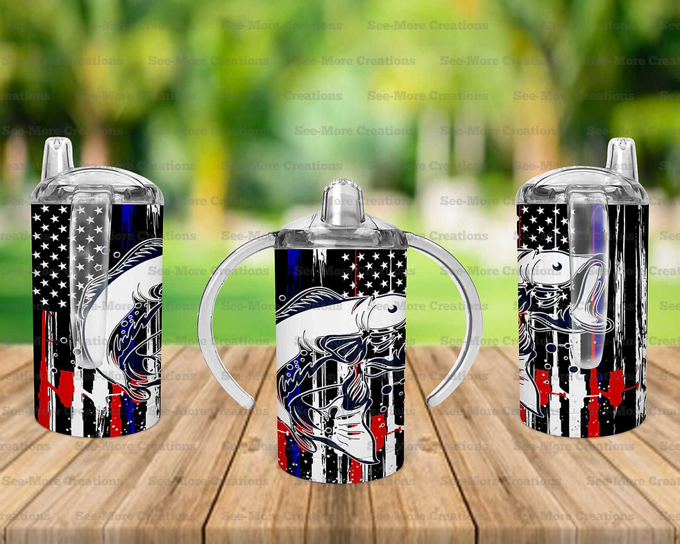 Thumbnail: Bass Fish On American Flag With Rods #6 Skinny, Sippy & Kids Tumbler