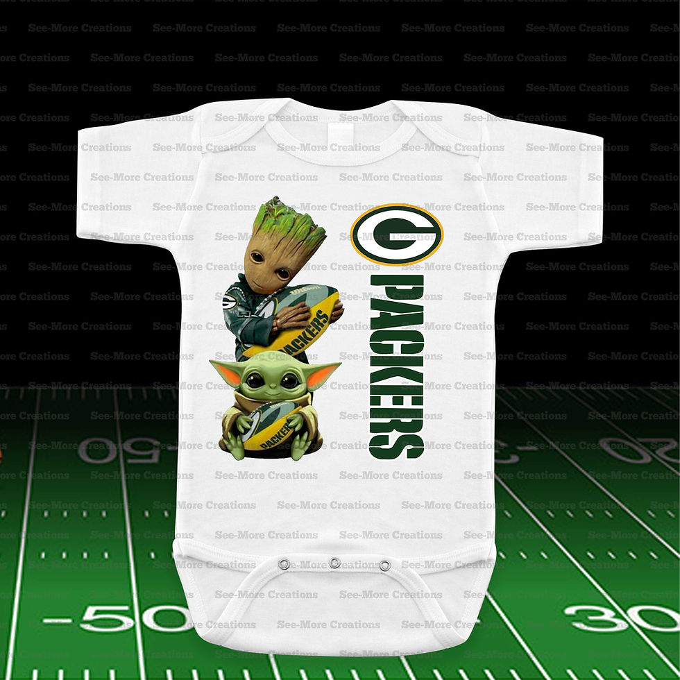 Miniatura: Green Bay Packers Groot And Yoda Football Bib, Jumper & Shirt