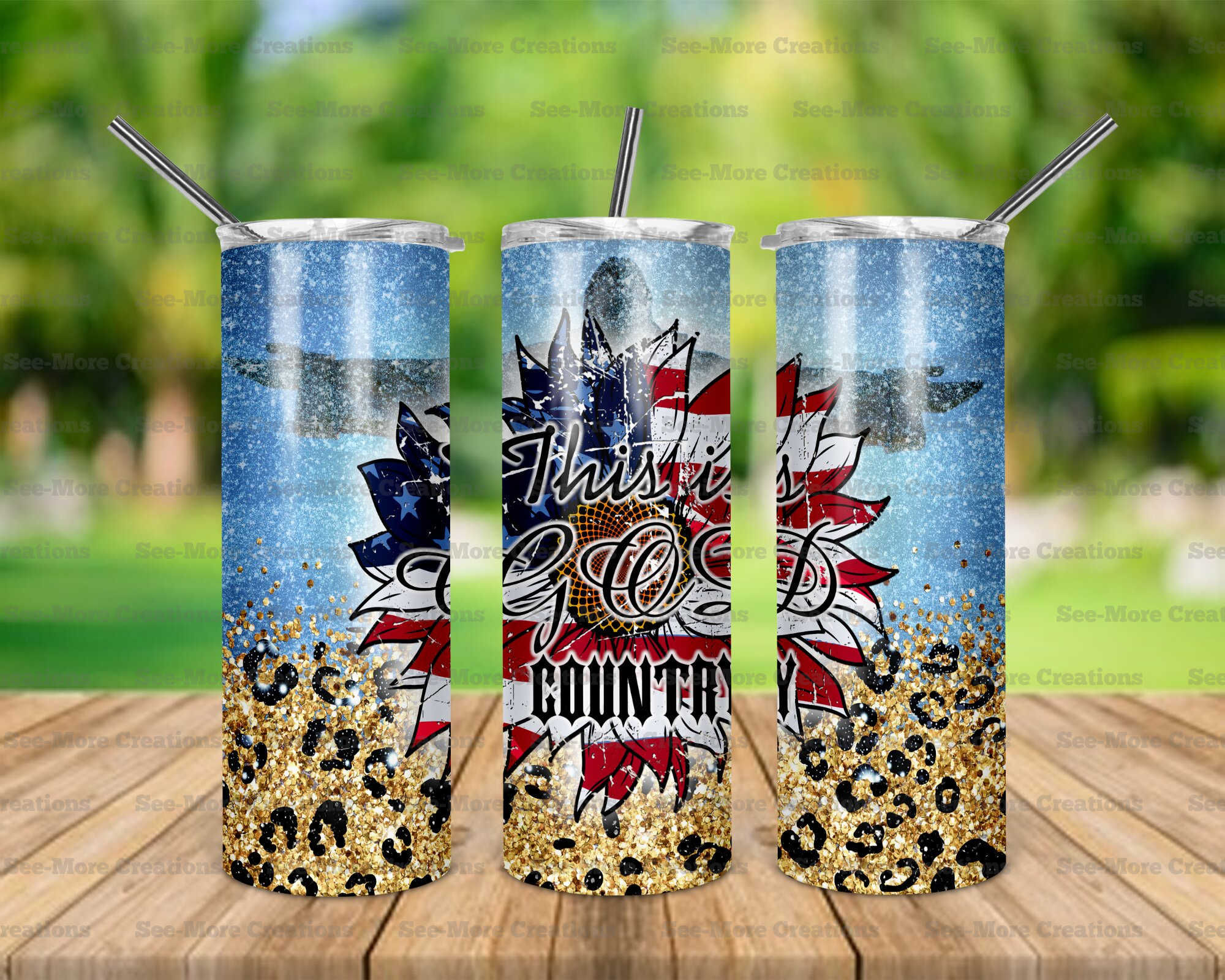 This Is Gods Country #1 Glittered Leopard Print Skinny Tumbler