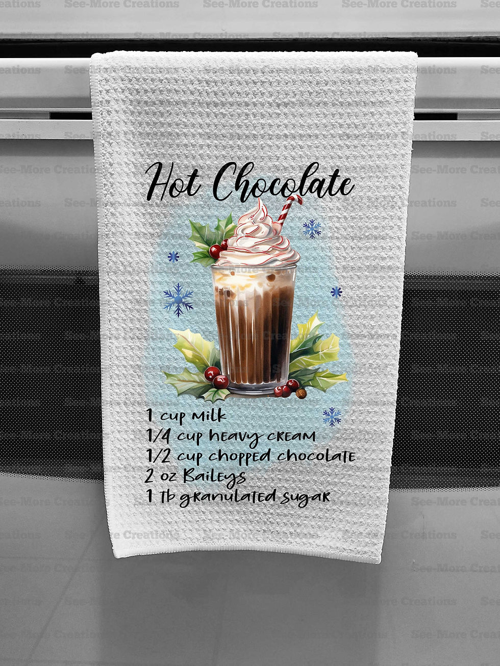 Thumbnail: Hot Chocolate (Adult) Recipe #1 Christmas Kitchen Towel