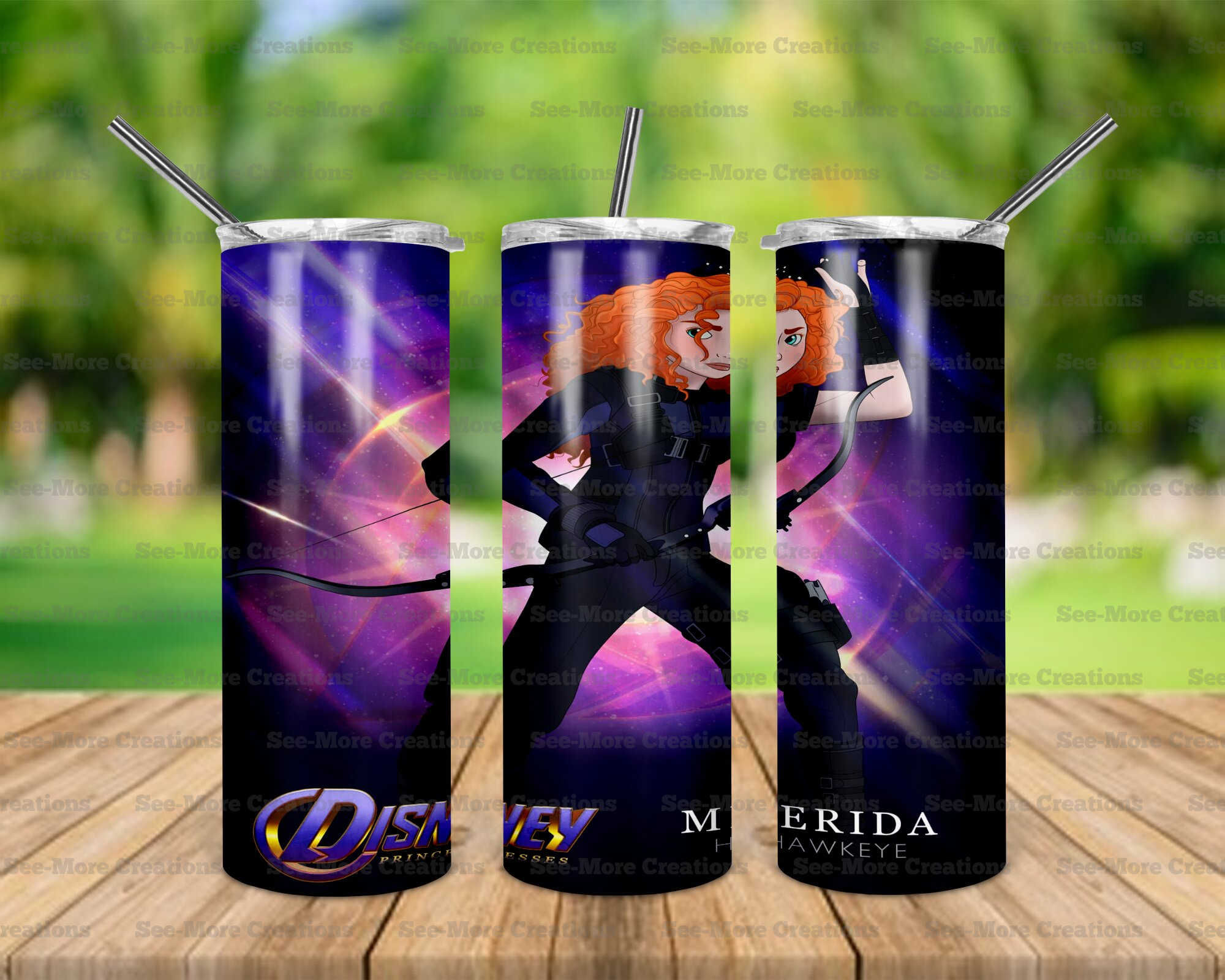 Merida/Hawkeye #7 Princess Superheroes Skinny, Sippy & Kids Tumblers