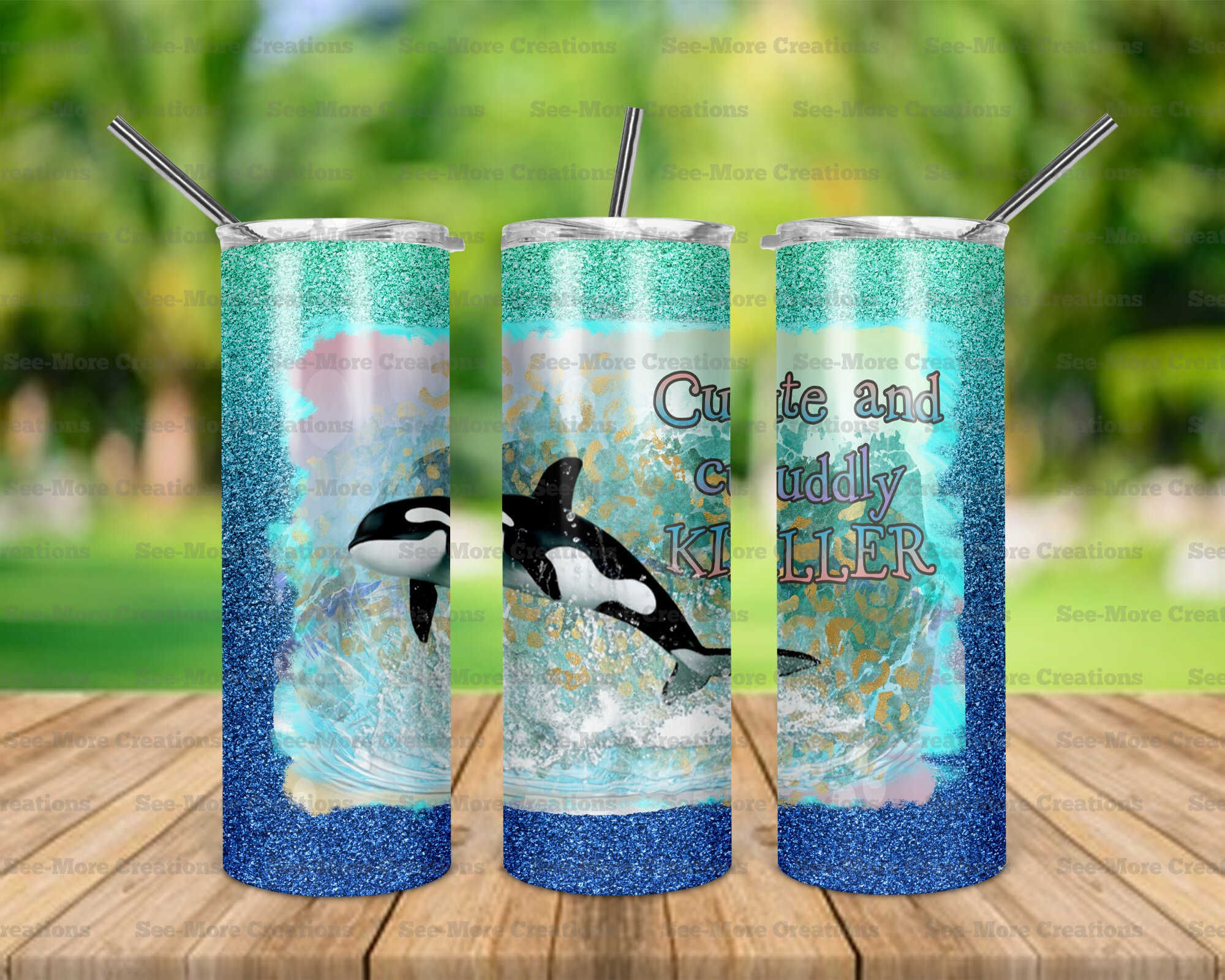 Cute And Cuddly Killer #3 Glitter Print Skinny, Sippy & Kids Tumbler