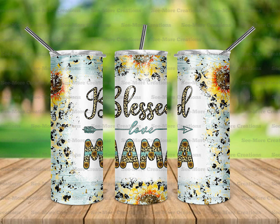 Blessed Mama #14 Sunflowers & Leopard Print Skinny Tumbler