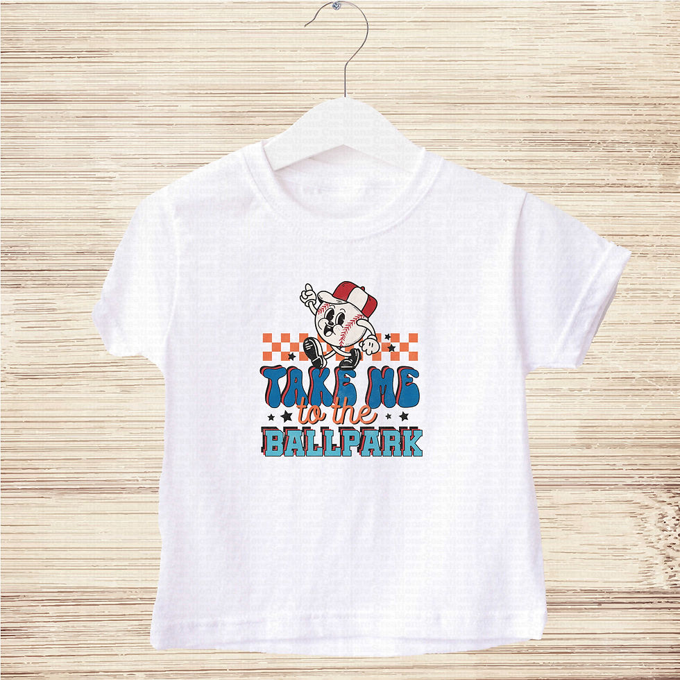 サムネイル： Take Me To The Ballpark #1 Boys Or Girls Baseball Shirt