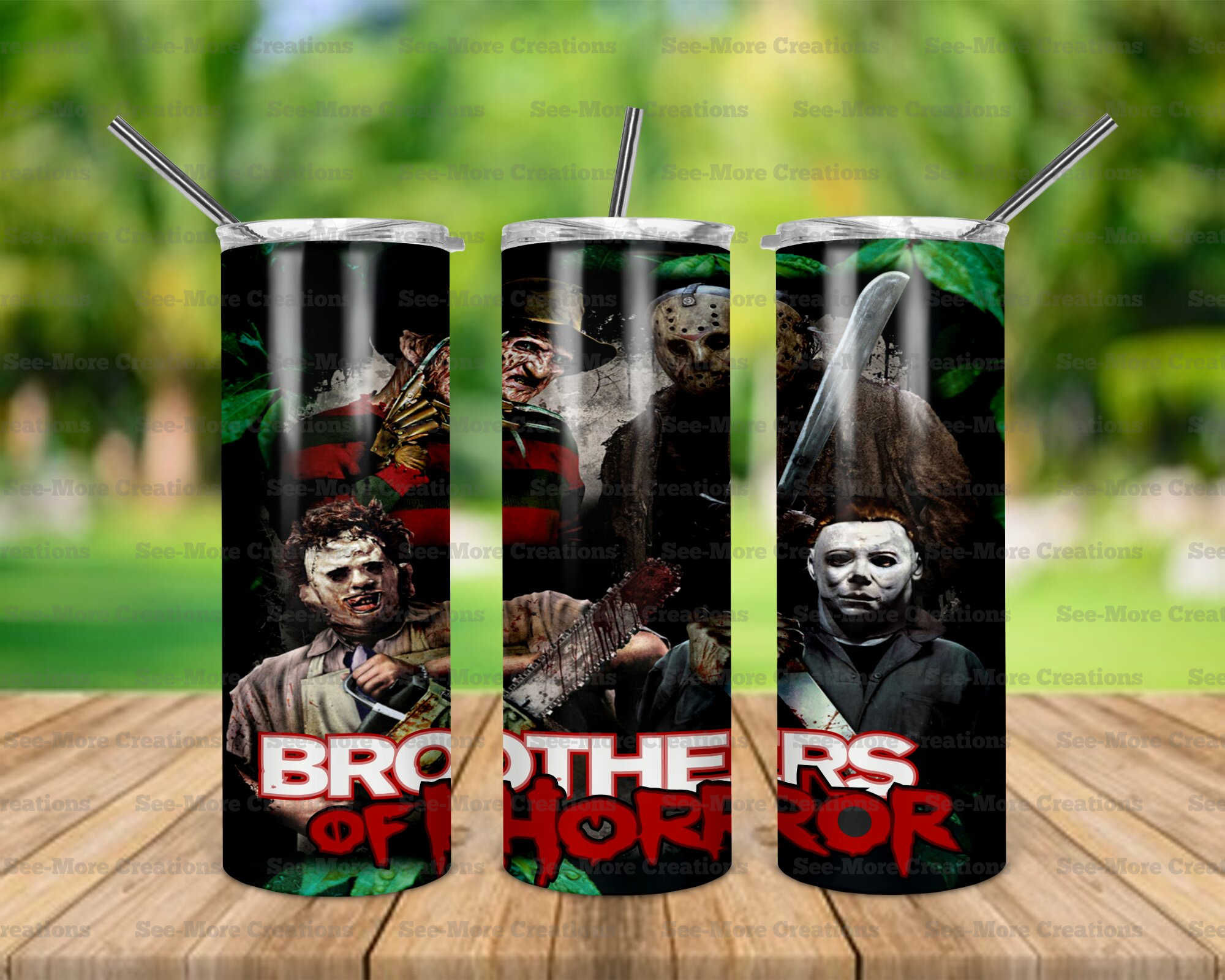 Brothers Of Horror #8 Freddie Jason Michael Skinny & Kids Tumblers