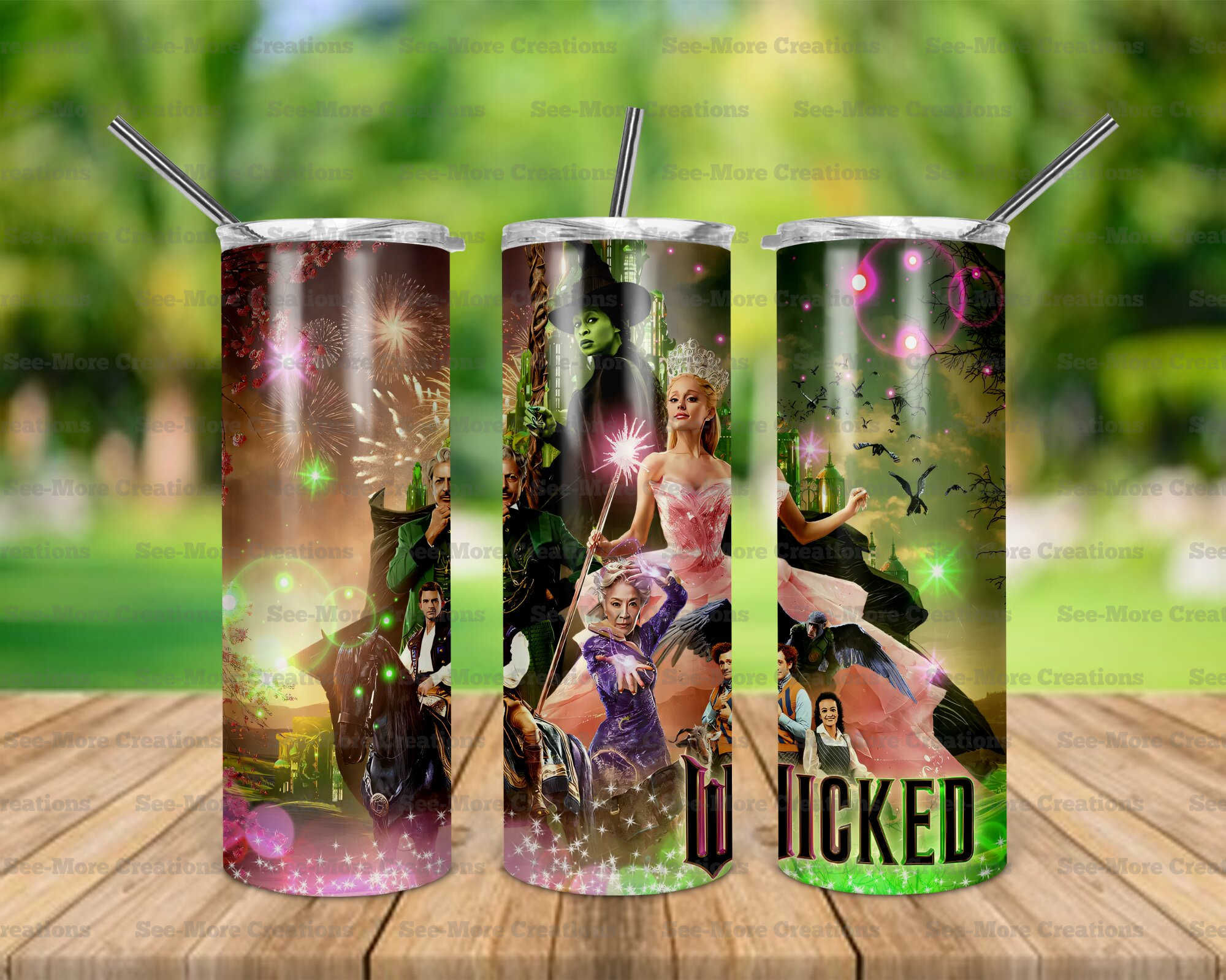 Wicked #4 Cast Glitter Print Skinny, Sippy & Kids Tumblers