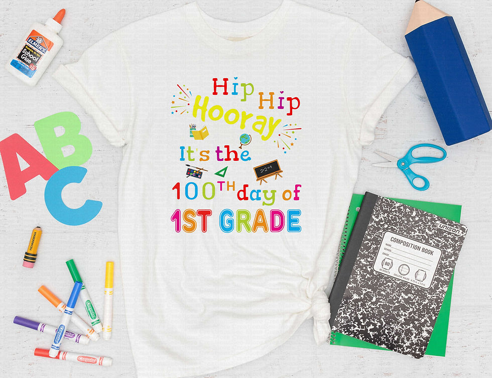 Thumbnail: Hip Hip It's The 100th Day Of First Grade #1 School Teacher Shirt