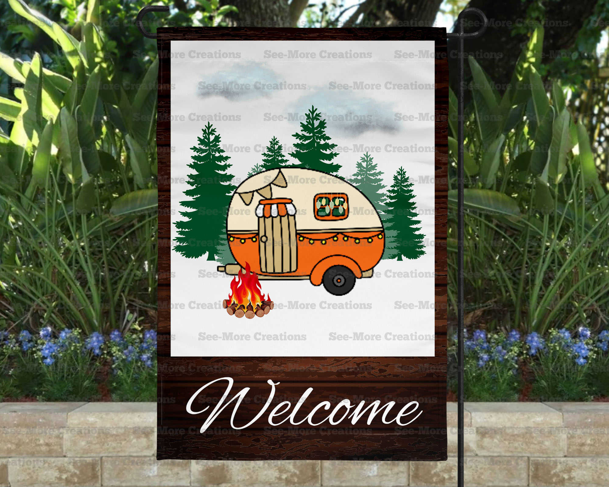 Camping #1 Welcome Garden Flag