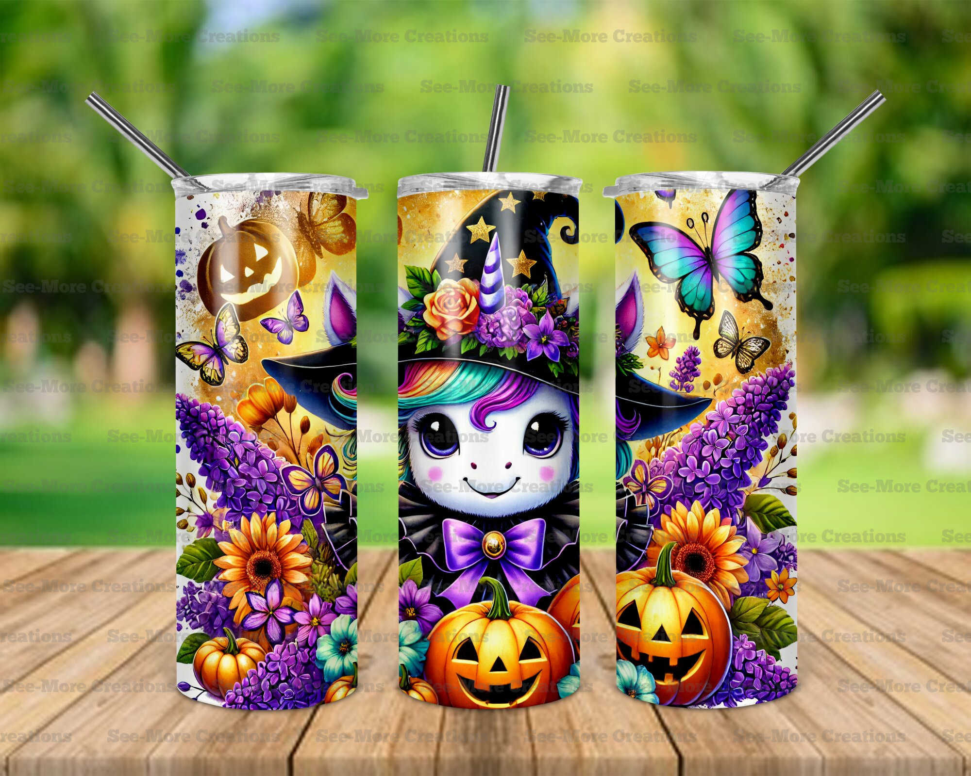 Halloween Unicorn #1 Witch Hat Skinny, Sippy & Kids Tumblers