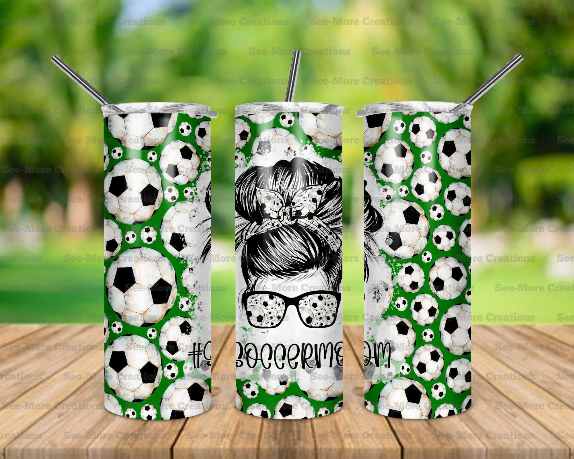 Soccer Mom #5 Messy Bun Skinny Tumbler