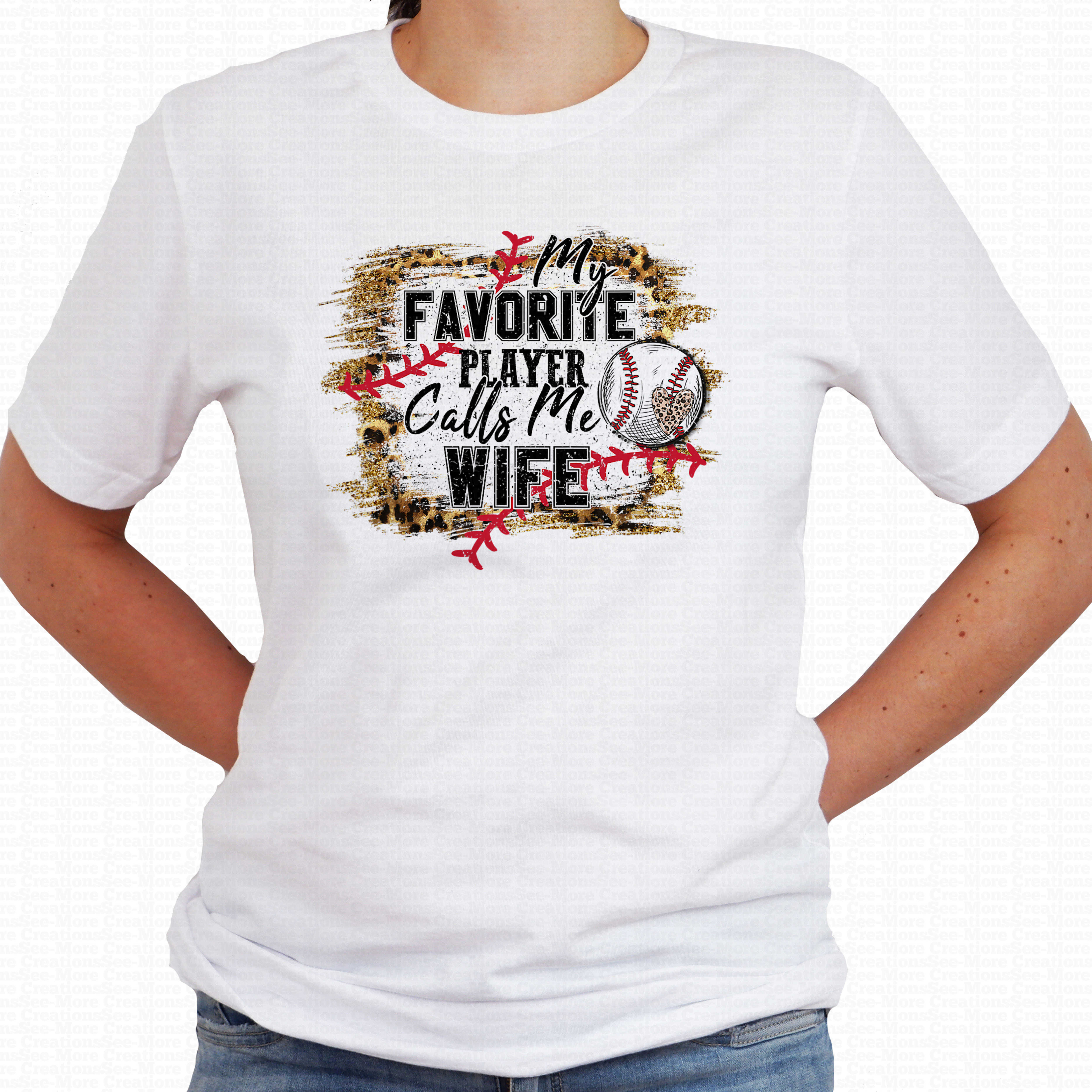 My Favorite Player Calls Me Wife #1 Women's Leopard Print Baseball Shirt