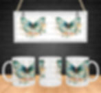 Teal and green jeweled butterfly mug with pastel floral accents