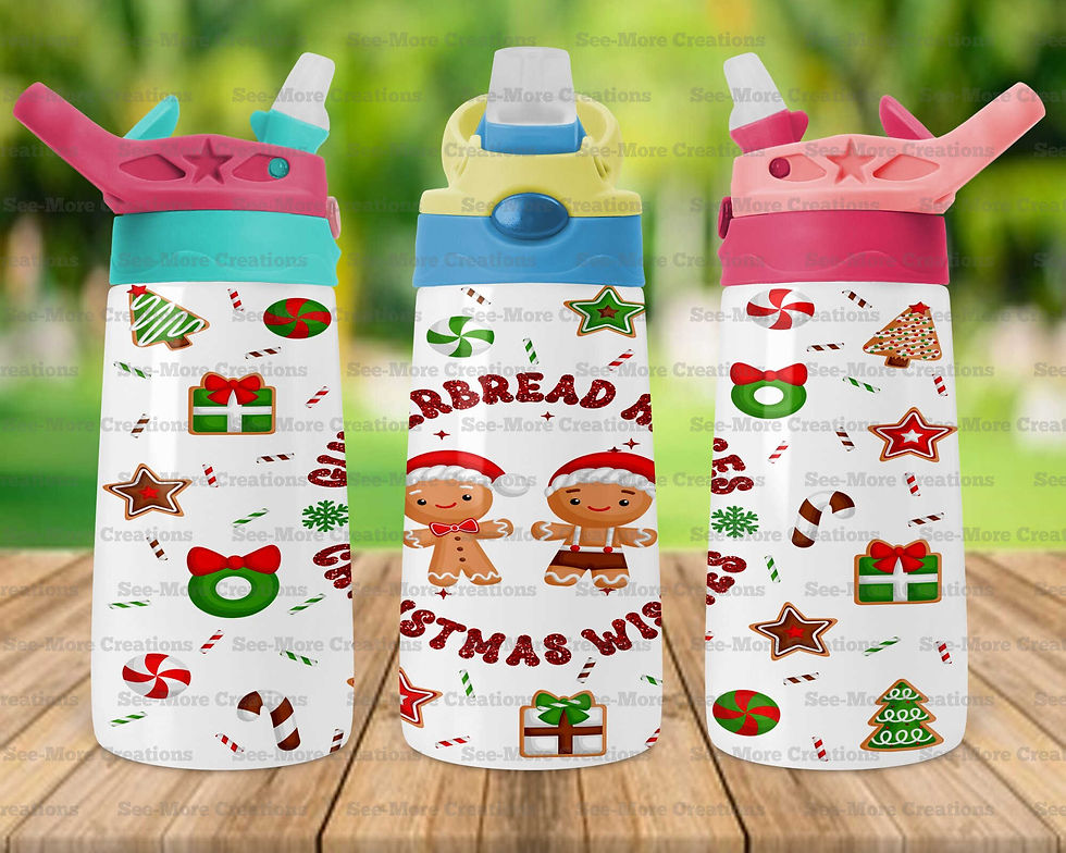섬네일: Gingerbread Kisses Christmas Wishes #1 Skinny, Sippy, Kids Tumblers