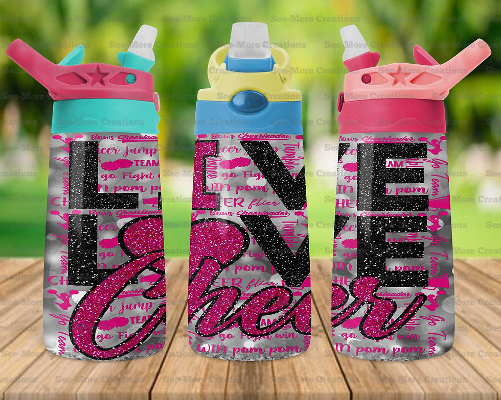 Thumbnail: Live Love Cheer #8 Glitter Print Skinny & Kids Tumblers