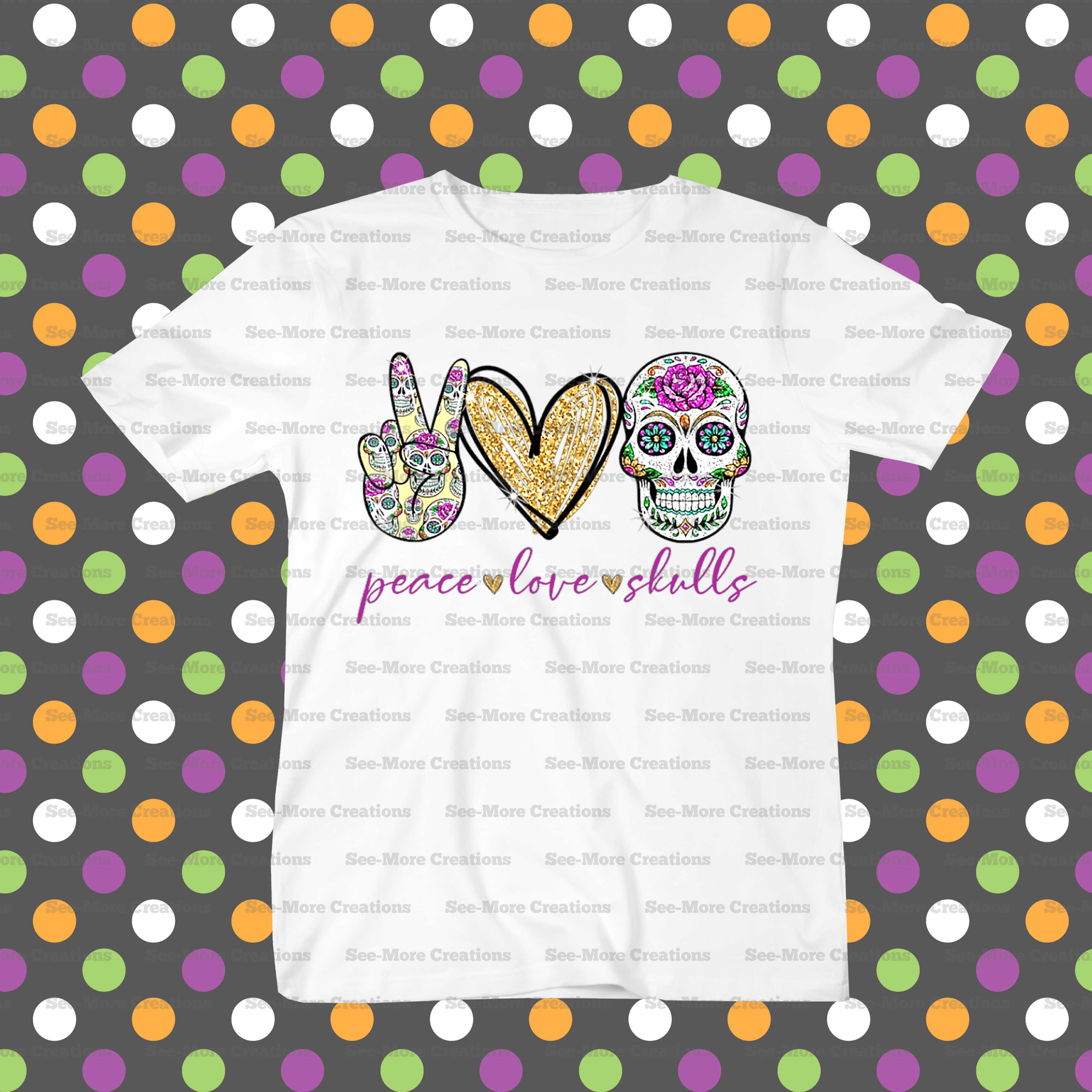 Peace Love Skulls Halloween Shirt