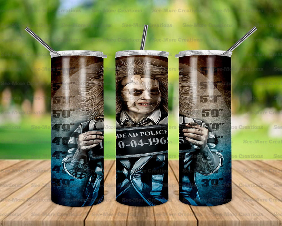 Beetlejuice #1 Mug Shot Dead Police Skinny Tumblers