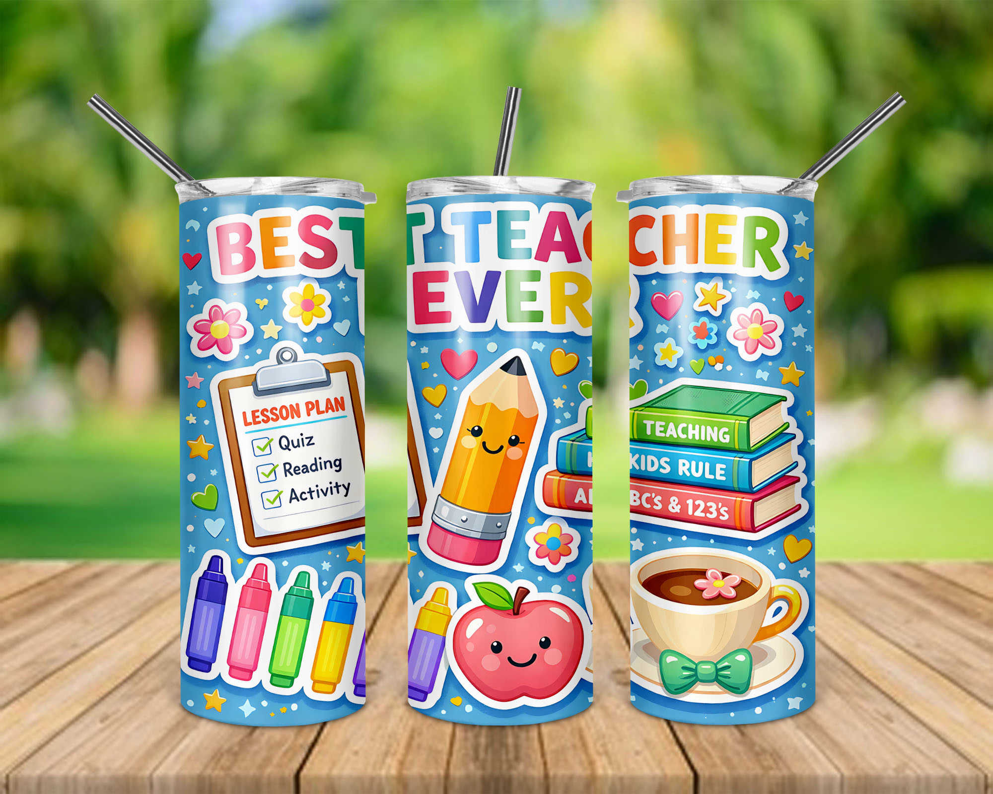 Best Teacher Ever Classroom Supplies 20 oz Skinny Tumbler