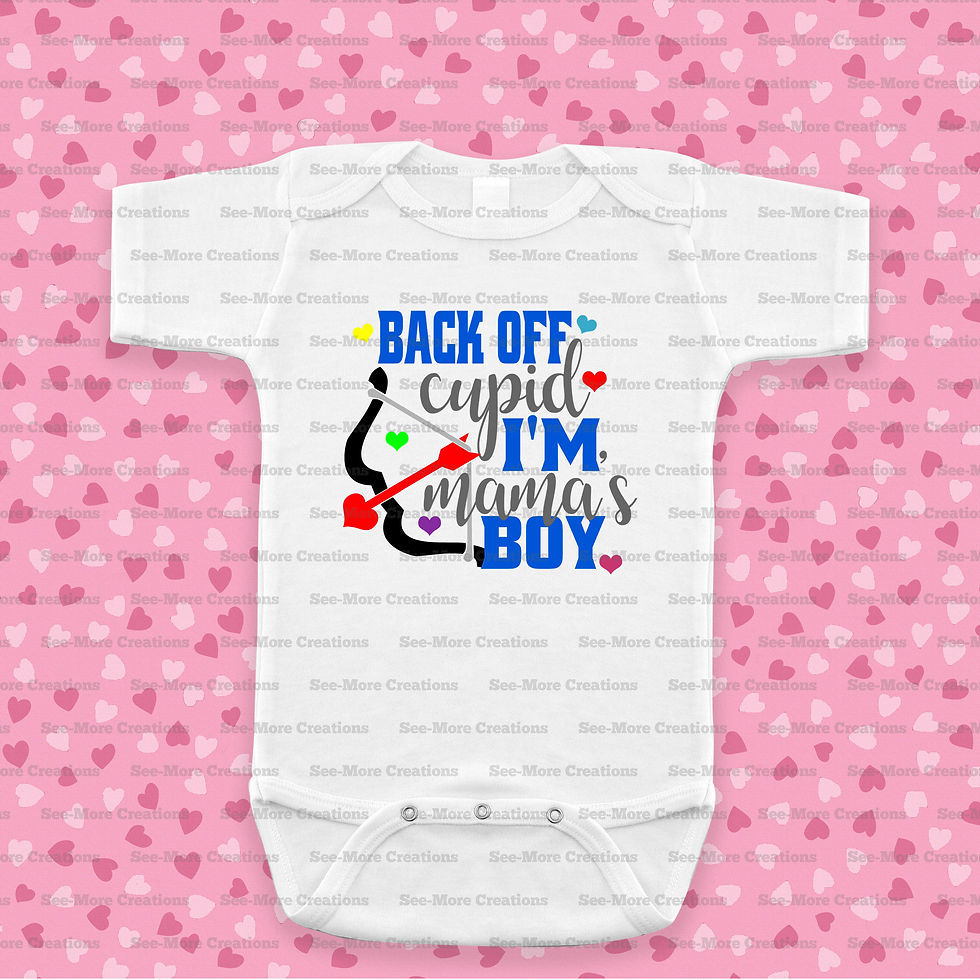Миниатюра: Back Off Cupid I'm Mama's Boy Valentine's Day Bib, Jumper & Shirt